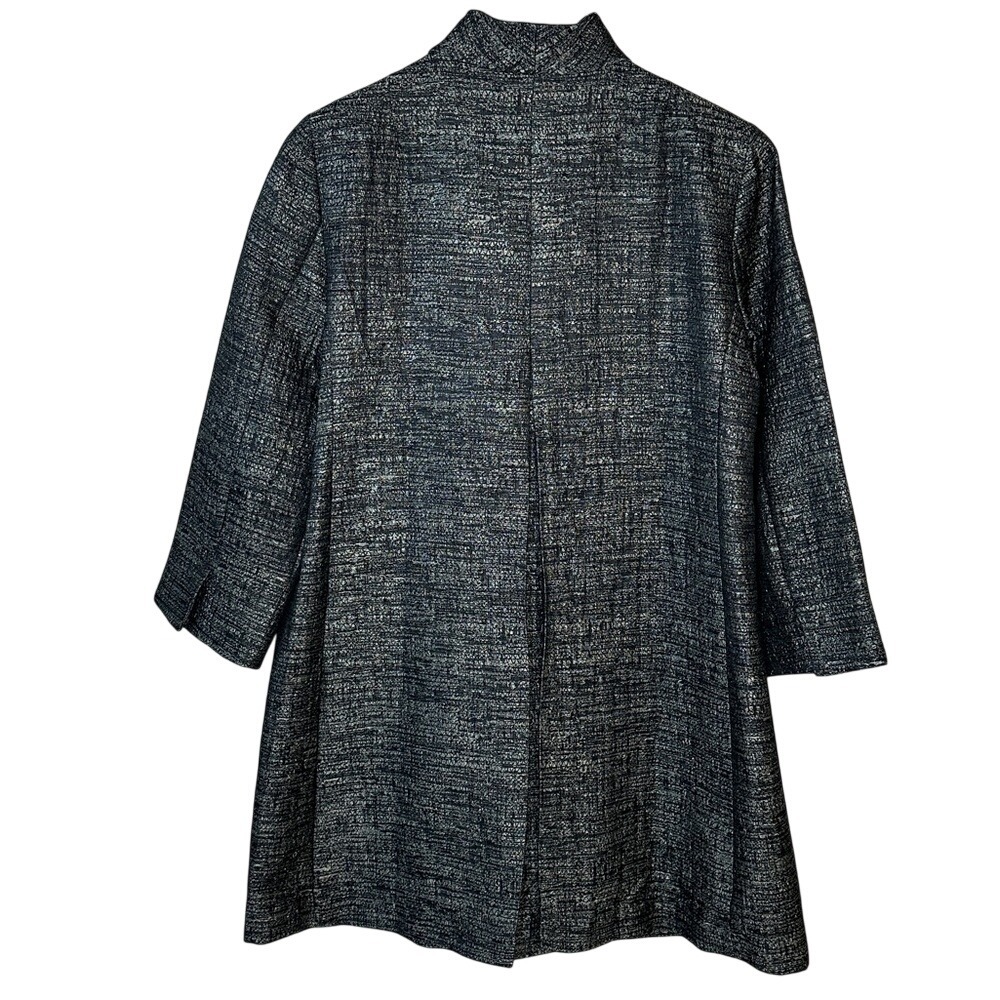 Eileen Fisher Women's Grey and Silver Silk Blend Jacquard Duster Jacket Size M - Picture 8 of 15